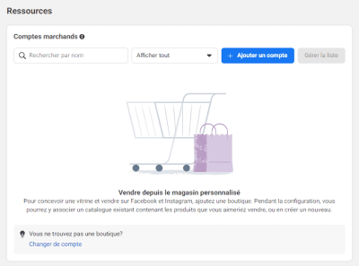 Magasinage en ligne - création du compte marchand