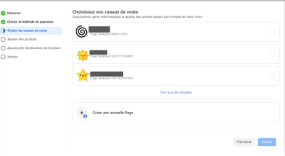 Magasinage en ligne - choix des pages de vente